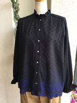 新着 marble SUD(マーブルシュッド) ラッコレース フリルスタンドカラーブラウス