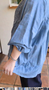 新着 marble SUD(マーブルシュッド) ダンガリーレースシャツ