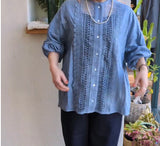 新着 marble SUD(マーブルシュッド) ダンガリーレースシャツ