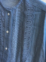 新着 marble SUD(マーブルシュッド) ダンガリーレースシャツ