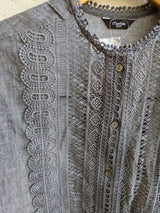 新着 marble SUD(マーブルシュッド) ダンガリーレースシャツ