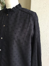 新着 marble SUD(マーブルシュッド) ラッコレース フリルスタンドカラーブラウス