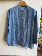 新着 marble SUD(マーブルシュッド) ダンガリーレースシャツ