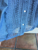 新着 marble SUD(マーブルシュッド) ダンガリーレースシャツ